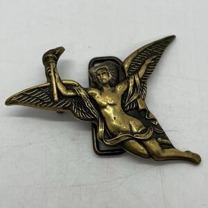 Vintage 1978 Rare Baron Brass Naked Angel Woman Belt Buckle 3.5”